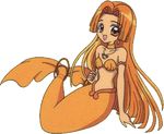  long_hair lowres mermaid mermaid_melody_pichi_pichi_pitch monster_girl orange_eyes orange_hair seira_(mermaid_melody_pichi_pichi_pitch) shell shell_bikini 