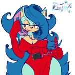  2016 android anthro big_breasts biped black_nose blue_ears blue_fur blue_hair breasts breezie_the_hedgehog cleavage clothed clothing dress eulipotyphlan eyelashes female fur hair hedgehog long_hair machine mammal multicolored_fur pistolstar robot simple_background smile smirk solo sonic_(series) tan_fur two_tone_fur white_background 