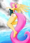 anthro big_butt blue_eyes breasts butt clothing equid equine feet female fluttershy_(mlp) friendship_is_magic full_body looking_back mammal my_little_pony pterippus solo swimsuit vale-city 