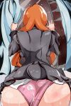  1girl ass bleach cum female highres inoue_orihime maxi orange_hair panties school_uniform underwear 