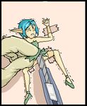  774_(nanashi) bdsm blue_hair bondage bound boxcutter copyright_request eyes_closed fairy lowres minigirl pointy_ears tape tears torn_clothes 