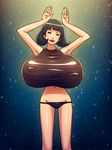  animated animated_gif black_hair bouncing_breasts breasts caramelldansen gigantic_breasts lowres mike_inel panties solo star underwear 