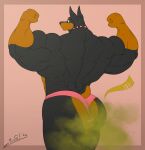  anthro back_muscles between_cheeks big_muscles black_nose blake_(juano) bodily_fluids bulge butt canid canine canis clothed clothing collar collar_only dobermann domestic_dog duo exercise fart fart_cloud fart_fetish farting_on_another flexing_muscles green_eyes huge_muscles juano leg_muscles looking_back macro male male/male mammal mane micro multicolored_body muscular muscular_anthro muscular_male nude pinscher presenting presenting_hindquarters prick_ears raised_tail rear_view short_tail simple_background size_difference sound_effects spiked_collar spikes tail thong thong_only topless two_tone_body underwear underwear_only workout 