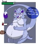  abdominal_bulge absurd_res belly big_belly big_breasts big_butt blush breasts butt canid canine canis dialogue duo female gameplay_mechanics gui health_bar hi_res male male/female mammal moltai tai_(moltai) vore willing_prey wolf zariah zorgoia 