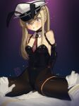  1boy 1girl alternate_costume animal_ears arms_behind_back bdsm black_leotard black_pantyhose blonde_hair blue_eyes bondage bound breasts bulge cad_(caddo) detached_collar erection erection_under_clothes fake_animal_ears girl_on_top gloves graf_zeppelin_(kancolle) hair_between_eyes hat highleg highleg_leotard highres kantai_collection leotard monoglove necktie pantyhose peaked_cap playboy_bunny pov rabbit_ears red_necktie side-tie_leotard sidelocks small_breasts solo_focus spread_legs straddling strapless strapless_leotard twintails white_gloves 