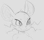  2023 :3 anthro arteficialtrees big_ears breasts bust_portrait camille_(fortnite) cheek_tuft eyebrows eyelashes facial_tuft female grey_background greyscale head_tuft inner_ear_fluff mammal monochrome mouse murid murine portrait rodent shaded simple_background sketch solo tuft whiskers 