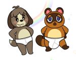  &lt;3 animal_crossing anthro barefoot big_bulge blue_eyes blush briefs briefs_only brown_body brown_fur bulge canid canine canis clothed clothing digby_(animal_crossing) domestic_dog duo feet freckles fur hands_on_hips male mammal nintendo nishi_oxnard nishioxnard raccoon_dog rainbow simple_background smile sparkles tanfur tanuki tighty_whities tom_nook_(animal_crossing) topless underwear underwear_only white_background white_briefs white_clothing white_underwear 