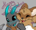  &lt;3 2022 anthro arms_around_neck birthday black_nose black_sclera blue_eyes blue_horn blue_tongue brown_body brown_ears brown_fur brown_markings canid canine dated dialogue digital_drawing_(artwork) digital_media_(artwork) duo embrace english_text eyes_closed facial_markings female fur fur_markings gloves_(marking) grey_body grey_scales grey_tail hand_on_arm happy happy_birthday head_markings hi_res honeyfox horn hug kobold looking_back looking_back_at_another male male/female mammal markings mask_(marking) multicolored_body multicolored_fur nude nude_anthro nude_female nude_male open_mouth raccoon_dog round_ears scales scalie scar side_b signature snout striped_body striped_fur striped_markings striped_tail stripes tail tail_markings tan_body tan_fur tan_inner_ear tanuki text tongue two_tone_body two_tone_fur white_body white_fur yuki_(side_b) 