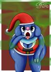  anthro blue_body bodily_fluids bubble christmas christmas_clothing christmas_headwear clothing cum cum_drip cum_on_body cum_on_clothing cum_on_face dripping excessive_cum excessive_genital_fluids fart fart_cloud fart_fetish female fizzy_pop_the_popplio floppy_ears gassy gassybigears69 generation_7_pokemon genital_fluids hat headgear headwear hi_res holidays looking_at_viewer looking_back nintendo open_mouth oral_invitation pokemon pokemon_(species) pokemorph popplio santa_hat sexybigears69 smelly solo text thick_thighs 