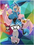 anthro azumarill big_breasts blue_body blue_fur bracelet breasts clothed clothing female fishnet fishnet_clothing fishnet_topwear footwear fur generation_2_pokemon hair high_heels huge_breasts jewelry legwear leotard long_ears mammal nintendo one_eye_closed partially_clothed pokemon pokemon_(species) rodent skimpy smile solo standing stockings topwear white_hair wide_hips zacianswords 