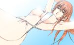 ass brown_eyes brown_hair dead_or_alive gradient gradient_background highres kasumi_(doa) long_hair looking_at_viewer midriff solo swimsuit takkessee 