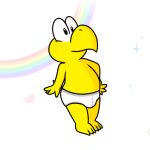  &lt;3 anthro briefs briefs_only bulge clothed clothing koopa male mario_bros nintendo nishi_oxnard rainbow scales scalie simple_background solo sparkles tighty_whities topless underwear underwear_only white_background white_briefs white_clothing white_underwear yellow_body yellow_scales 