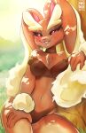  anthro blush breasts clothed clothing female generation_4_pokemon hi_res looking_at_viewer lopunny nintendo open_mouth pokemon pokemon_(species) red_eyes rin_tyan smile solo underwear 