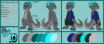  2022 3_toes 4_fingers absurd_res anthro biped black_clothing black_sclera black_shirt black_topwear blue_clothing blue_eyes blue_hoodie blue_horn blue_tongue blue_topwear bottomwear clawed_fingers claws clothed clothed_anthro clothed_male clothing digital_drawing_(artwork) digital_media_(artwork) digitigrade english_text featureless_crotch feet fingers front_view green_bottomwear green_clothing green_pants grey_body grey_claws grey_nose grey_paws grey_scales grey_tail hi_res hoodie horn kobold male model_sheet nude nude_anthro nude_male open_mouth pants rear_view scales scalie scar shirt side_b solo ssecrets151 standing text toe_claws toes tongue topwear zipper 