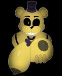  animatronic anthro areola bear big_breasts black_background black_sclera blakey bow_tie breast_grab breasts brown_areola brown_nipples clothing crossgender eyelashes female five_nights_at_freddy&#039;s freckles golden_freddy_(fnaf) hand_on_breast hat headgear headwear hi_res huge_breasts looking_at_viewer machine mammal nipples robot scottgames simple_background smile solo top_hat white_eyes yellow_body 