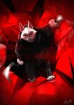  anthro black_sclera canid canine canis claws cloak clothing death_(puss_in_boots) fangs hi_res leggy2fast male mammal red_eyes reflections sickle solo teeth wolf 