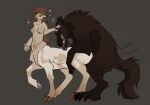  &lt;3 ambiguous_penetration bestiality blue_eyes breasts brown_hair canid canine canis centaur duo equid equid_taur female feral feral_on_taur grey_background hair hi_res humanoid_taur justagoblin licking long_hair male male/female mammal mammal_taur nipples nude penetration red_eyes simple_background taur tongue tongue_out wolf 