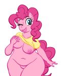  absurd_res ahoge anthro anthrofied big_breasts blue_eyes bottomless breast_grab breasts clothed clothing earth_pony equid equine eyelashes female friendship_is_magic fur genitals grabbing_own_breast hair hand_on_breast hasbro hi_res horse lovetopullmicke mammal my_little_pony navel nipples one_eye_closed open_mouth pink_body pink_fur pink_hair pink_tail pinkie_pie_(mlp) pony pussy shirt shirt_only simple_background slightly_chubby smile smiling_at_viewer solo standing tail topwear topwear_only white_background wink yellow_clothing yellow_shirt yellow_topwear 