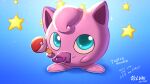  16:9 2020 biped blue_eyes dated digital_media_(artwork) english_text generation_1_pokemon jigglypuff looking_at_viewer lunesnowtail nintendo pacifier pacifier_in_mouth pink_body pokemon pokemon_(species) rattle shaded solo standing star_(shape) text widescreen 