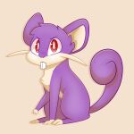  1:1 2019 ambiguous_gender buckteeth digital_drawing_(artwork) digital_media_(artwork) feral fur generation_1_pokemon head_tuft hi_res looking_at_viewer multicolored_body multicolored_fur nintendo pokemon pokemon_(species) purple_body purple_fur purple_tail quadruped rattata red_eyes simple_background sitting solo spicypurritoo tail tan_background teeth tuft two_tone_body two_tone_fur whiskers white_body white_fur 