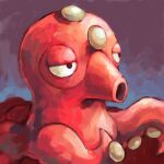  black_eyes blue_background english_commentary half-closed_eyes multicolored_background no_humans octillery octopus pokemon pokemon_(creature) purple_background sailorclef solo tentacles 