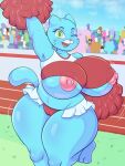  anthro big_breasts breasts cartoon_network cheerleader domestic_cat felid feline felis female hi_res huge_breasts illustratorfake mammal mature_female nicole_watterson nipples one_eye_closed the_amazing_world_of_gumball wink 