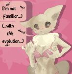  anthro blush bra breasts brown_body brown_fur clothing eevee female fluffy fluffy_tail fur generation_1_pokemon hand_on_breast hi_res lingerie navel neck_tuft nintendo nonplussed panties pokemon pokemon_(species) solo speech_bubble tail tuft underwear 