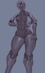  absurd_res atomic_heart black_body breasts female feyhearts hi_res humanoid machine not_furry pose robot robot_humanoid simple_background solo 