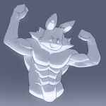  abs antennae_(anatomy) anthro arthropod clothed clothing digital_media_(artwork) eyebrows fist flexing golde grey_background grin half-length_portrait hi_res insect lepidopteran lionel_(fluffedwings) male monochrome moth muscular muscular_anthro muscular_male pecs portrait raised_arm raised_fist simple_background smile solo topless 