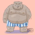  1:1 2023 anthro bear belly big_belly bulge clothing kemono male mammal moobs nipples overweight overweight_male solo toshi_(artist) underwear 