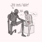  barefoot blush cassian_andor duo erection feet female genitals human human_on_robot k-2so machine male male/female mammal nude penis robot rogue_one star_wars 