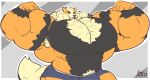  anthro arcanine armpit_hair biceps big_muscles black_body black_fur body_hair bulge canid canine canis chest_hair clothing flexing fur generation_1_pokemon hair hi_res hyper kofu_grizzly_chubby male mammal muscular muscular_anthro muscular_male nintendo orange_body orange_fur pokemon pokemon_(species) simple_background smile solo solo_focus underwear 