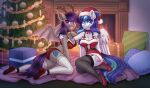  absurd_res anthro bat_pony bat_wings bell blue_eyes blue_hair blue_tail breasts butt chest_tuft christmas christmas_clothing christmas_headwear christmas_tree claws clothing collar collarbone cutie_mark dandy_(artist) duo ear_tuft equid equine eyebrow_through_hair eyebrows eyelashes fake_antlers fan_character feathered_wings feathers female fire footwear fur gift grey_body grey_fur hair hasbro hat headgear headwear hi_res high_heels holidays inner_ear_fluff legwear mammal membrane_(anatomy) membranous_wings my_little_pony pegasus pillow plant purple_eyes purple_hair purple_tail ribbons santa_hat shoes smile tail translucent translucent_hair tree tuft white_body white_fur wing_claws wings 