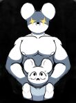  2022 anthro areola barazoku biceps big_ears big_eyes black_background black_eyes black_nose black_outline bodily_fluids clothed clothing duo generation_9_pokemon hi_res looking_at_viewer looking_up male mammal manly mouthless muscular muscular_anthro muscular_male nervous nervous_sweat nintendo nipples nude o_o outline pecs pokemon pokemon_(species) portrait rodent round_ears round_eyes shadow shirt simple_background size_difference standing standing_behind star star_eyes sweat tandemaus toony topwear triceps whiskers white_body white_ears white_nipples white_skin wibbit wide_eyed yellow_eyes 