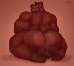  2022 3_toes anthro bear big_butt biped bodily_fluids butt digital_media_(artwork) duo facesitting feet gabgbb hi_res huge_butt looking_back male male/male mammal muscular muscular_anthro muscular_male nude pawpads paws simple_background smile sweat thick_thighs toes wide_hips 