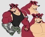  activision anthro clothing crash_bandicoot_(series) crunch_bandicoot cybernetic_limb cybernetics facial_hair fur goatee grin hi_res machine male muscular pecs polartoons sharp_teeth shirt smile solo tank_top teeth topwear 