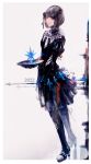  1girl 2022 black_dress blue_eyes crystal dress final_fantasy final_fantasy_xvi full_body gothic hair_ornament highres holding holding_plate jill_warrick looking_at_viewer official_art plate short_hair solo square_enix standing takahashi_kazuya 