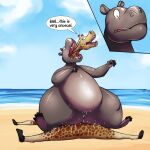  2019 all_the_way_through anal anal_vore anthro beach belly big_belly cloud cloudscape common_hippopotamus dialogue dreamworks duo female feral giraffe giraffid gloria_the_hippopotamus hi_res hippopotamid hooves madagascar_(series) male mammal melman_mankiewicz_iii multiple_images nude obese obese_female open_mouth outside overweight overweight_female sand seaside shenzel sitting sitting_on_another sky speech_bubble spread_legs spreading teeth text thick_thighs tongue vore water wide_eyed wide_hips 