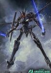  assault_visor beam_saber dual_wielding electricity flag_custom gundam gundam_00 gundam_arsenal_base hayaken_sarena holding holding_sword holding_weapon looking_at_viewer mecha mobile_suit no_humans official_art robot science_fiction signature solo sword weapon 