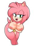  2022 absurd_res amy_rose anthro areola breasts eulipotyphlan female green_eyes hedgehog hi_res mammal nipples open_mouth open_smile pink_body pink_skin redken_dex sega simple_background smile solo sonic_the_hedgehog_(series) white_background 