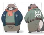  2023 biped black_nose brown_body canid canine clothed clothing eyes_closed hi_res inunoshippo japanese_text mammal raccoon_dog scarf solo tanuki text text_on_clothing 