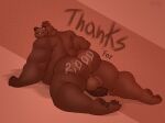  2022 anthro backsack balls bear big_butt biped bodily_fluids butt digital_media_(artwork) flaccid foreskin gabgbb genital_fluids genitals hi_res looking_back male mammal musclegut nude pawpads paws penis perineum precum presenting presenting_hindquarters rear_view simple_background smile solo thick_thighs wide_hips 