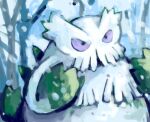 abomasnow bare_tree english_commentary hands_up no_humans outdoors pokemon pokemon_(creature) purple_eyes sailorclef snow snowing solo spikes tree 