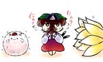  :3 animal_ears cat_ears cat_tail chen chibi fox_tail hat inubashiri_momiji mofuji multiple_tails solo tail tokin_hat touhou wolf_ears yakumo_ran yume_shokunin 