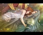  1girl aimio_nagi bad_id bad_pixiv_id brown_eyes brown_hair character_name copyright_name final_fantasy final_fantasy_vii gloves green_eyes hair_over_one_eye long_hair lucrecia_crescent mother_and_son sephiroth silver_hair spoilers very_long_hair 