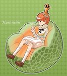  eating food food_themed_clothes fruit melon original pump_(pumpqmuq) sitting solo 