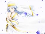  aqua_eyes habit hat highres index kiyokazu nun petals praying robe safety_pin silver_hair smile solo to_aru_majutsu_no_index 