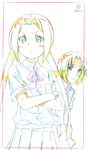  1girl can't_be_this_cute colored_pencil_(medium) crossed_arms hagimura_suzu kueru_(yuuki_tamerawanai) ore_no_imouto_ga_konna_ni_kawaii_wake_ga_nai parody school_uniform seitokai_yakuindomo traditional_media tsuda_takatoshi twintails 