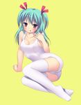  :p adjusting_clothes adjusting_swimsuit aqua_hair arm_support ass blush breasts chitosezaka_suzu cleavage hair_ribbon legs lying medium_breasts on_side one-piece_swimsuit original purple_eyes ribbon school_swimsuit short_twintails solo swimsuit thighhighs tongue tongue_out twintails white_legwear white_school_swimsuit white_swimsuit 