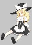  blonde_hair braid dress full_body hat kirisame_marisa meito_(maze) sitting solo touhou witch_hat yellow_eyes 